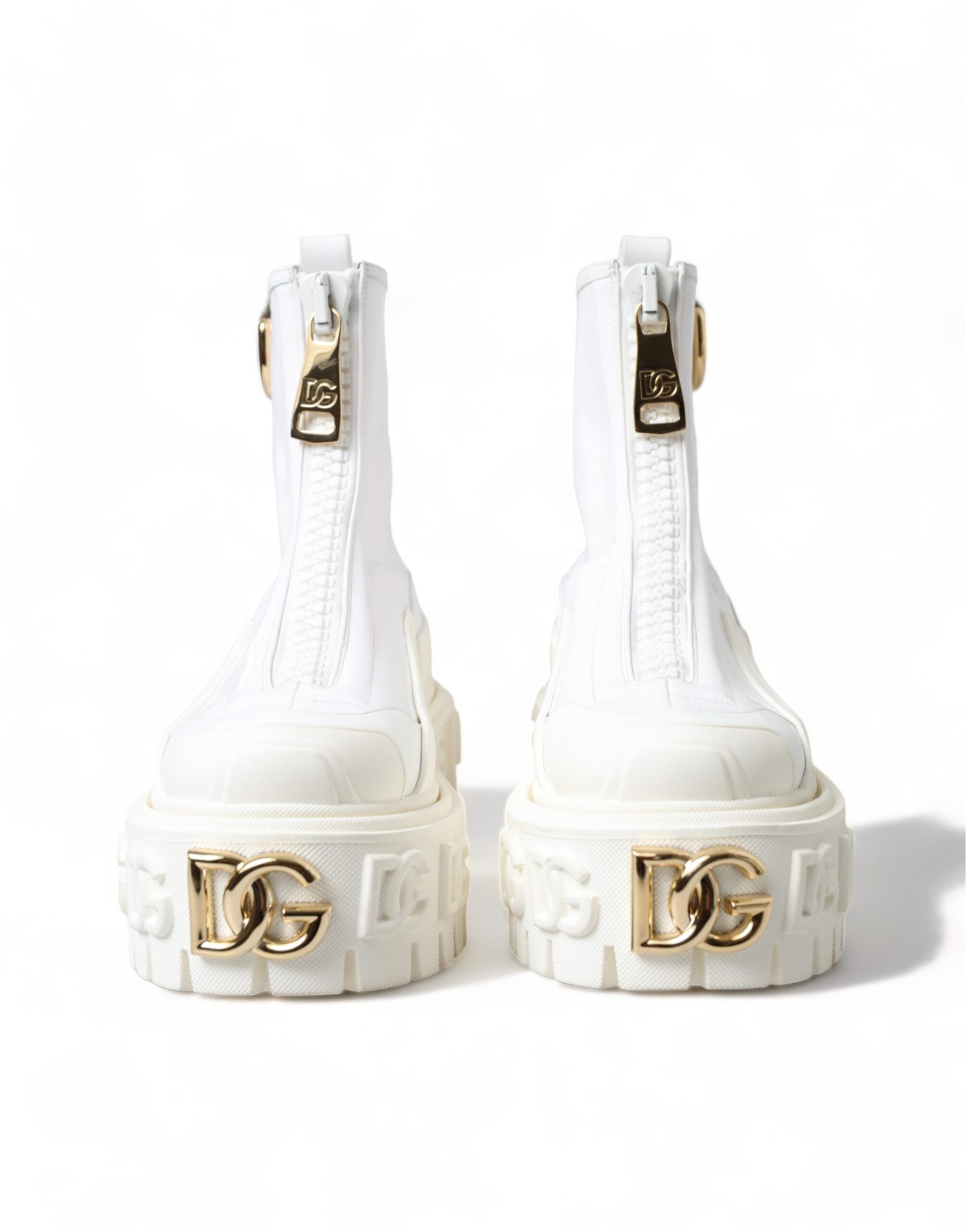 Dolce & Gabbana Elegant White Leather Ankle Boots