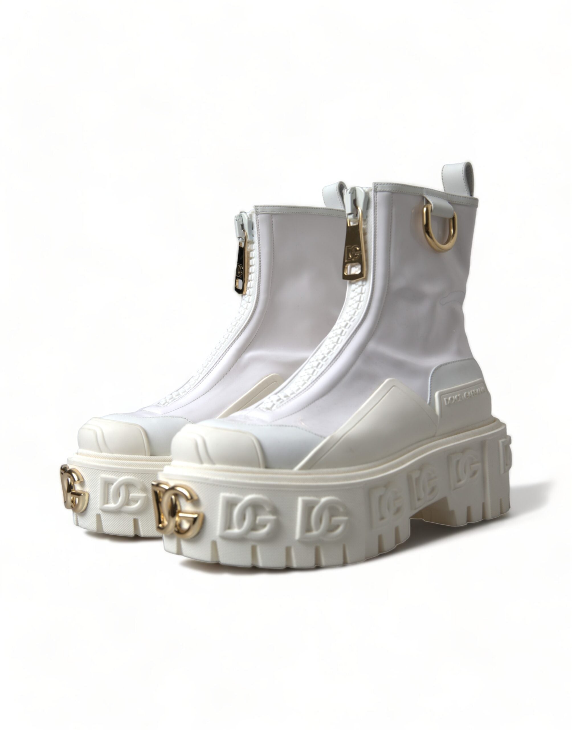 Dolce & Gabbana Elegant White Leather Ankle Boots