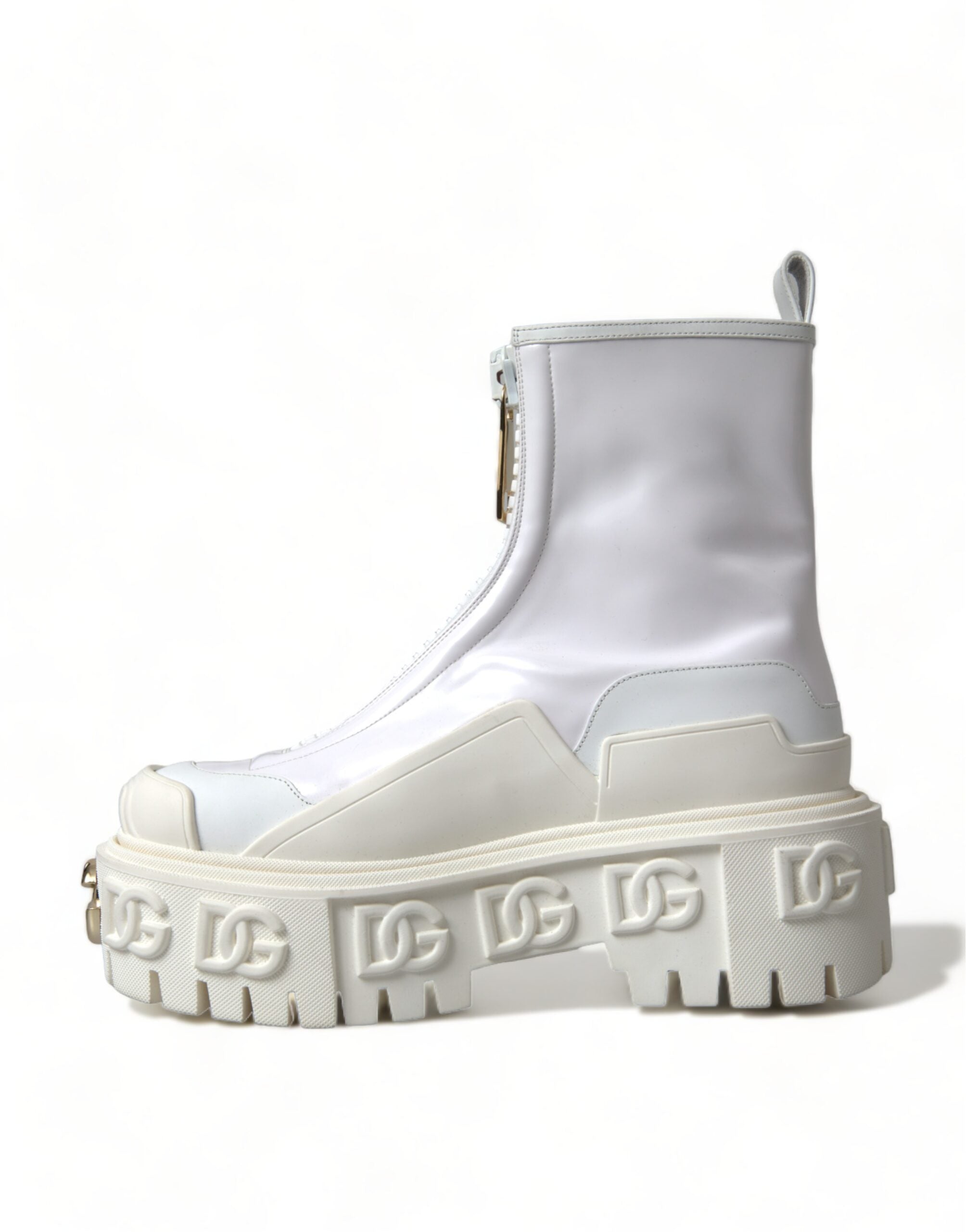 Dolce & Gabbana Elegant White Leather Ankle Boots