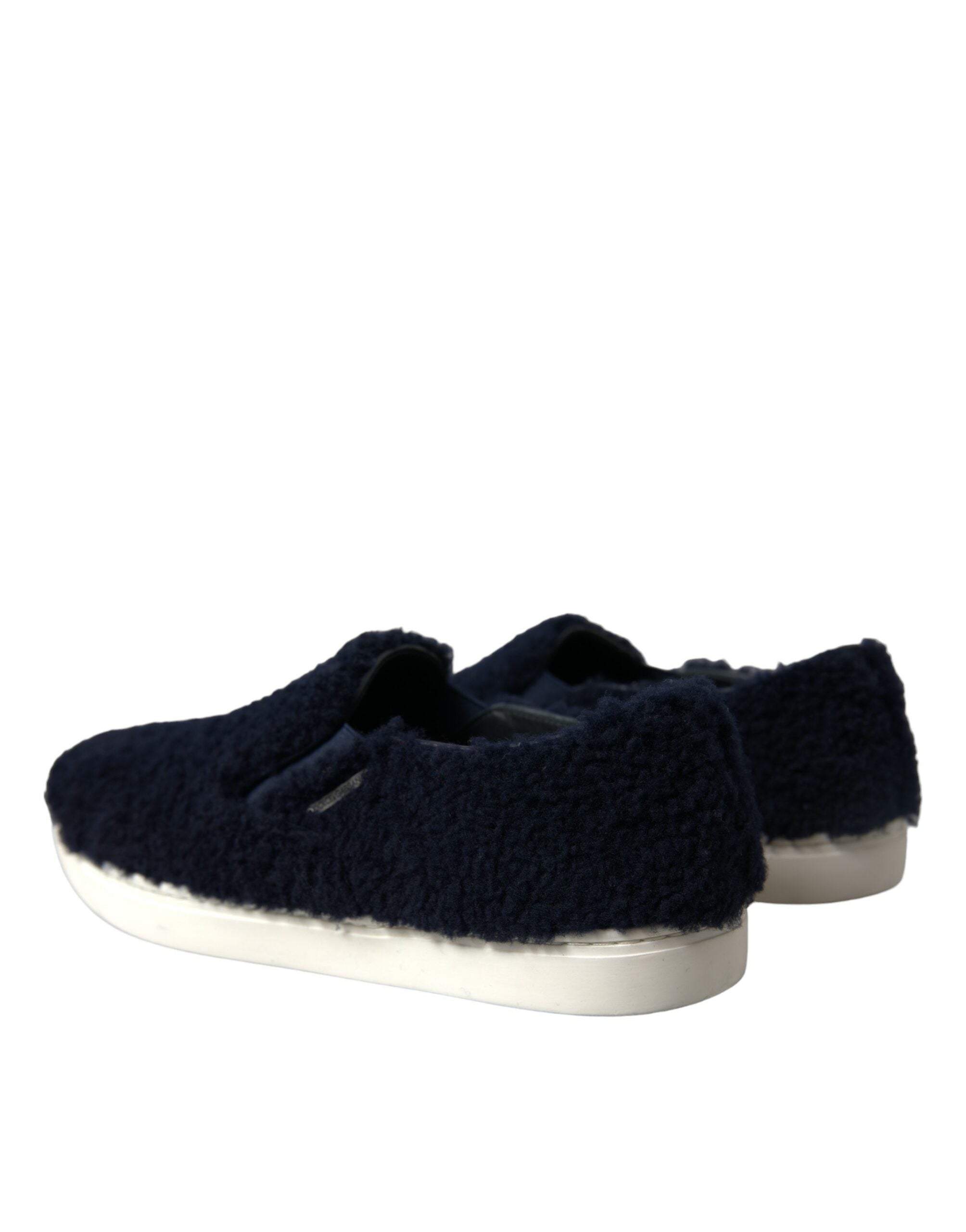 Dolce & Gabbana Elegant Shearling Slip-On Sneakers in Blue