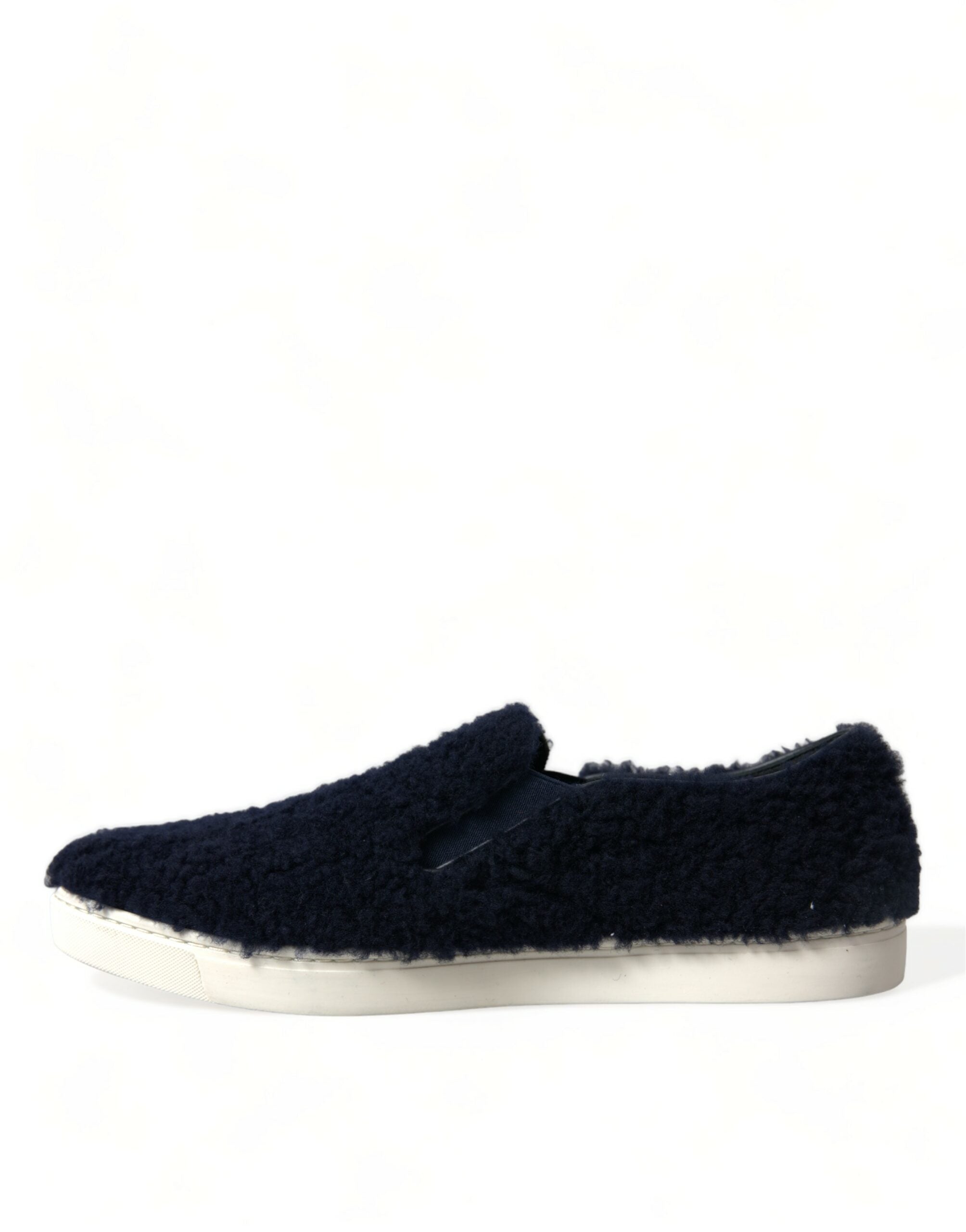 Dolce & Gabbana Elegant Shearling Slip-On Sneakers in Blue