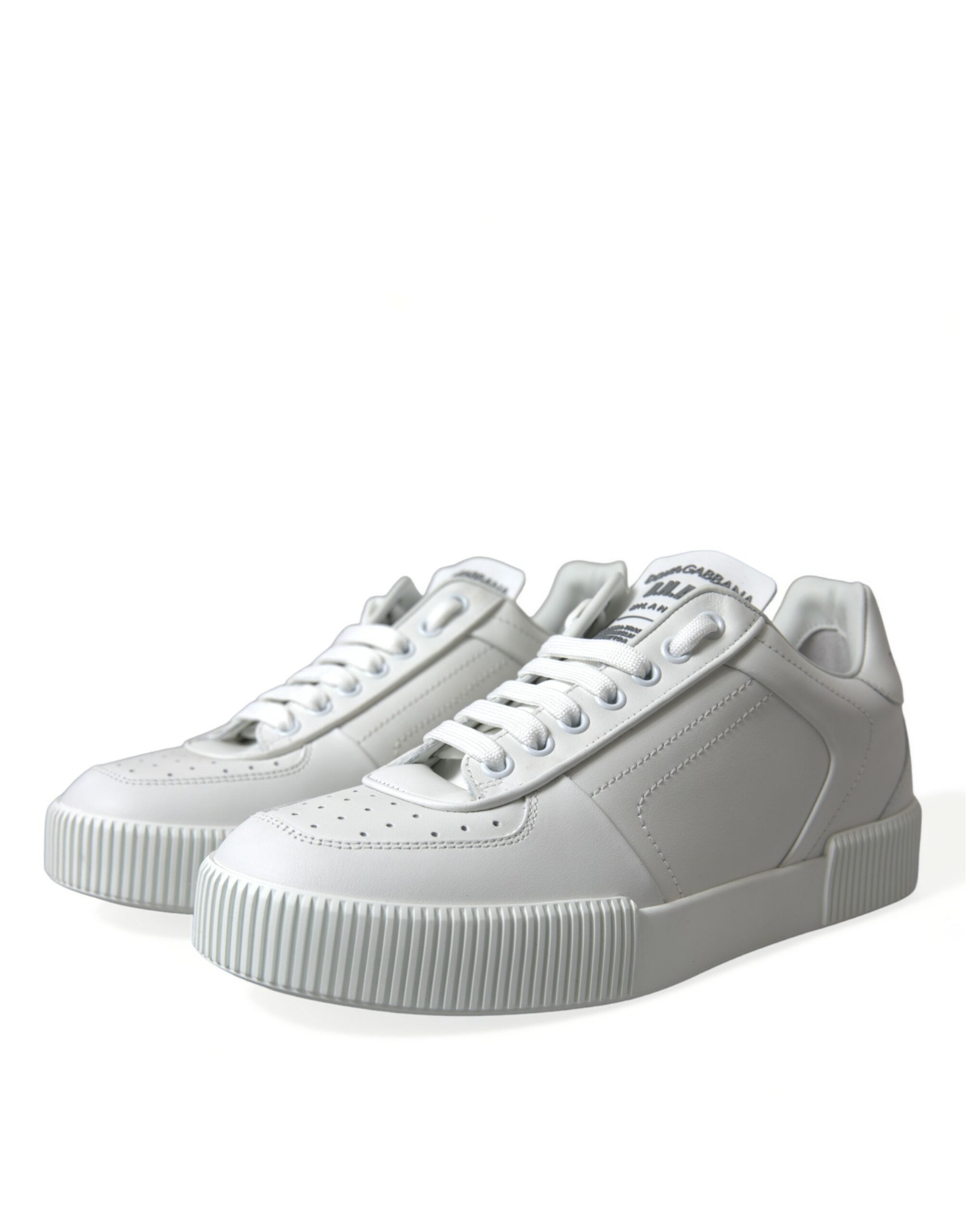 Dolce & Gabbana Elegant White Low-Top Calfskin Sneakers