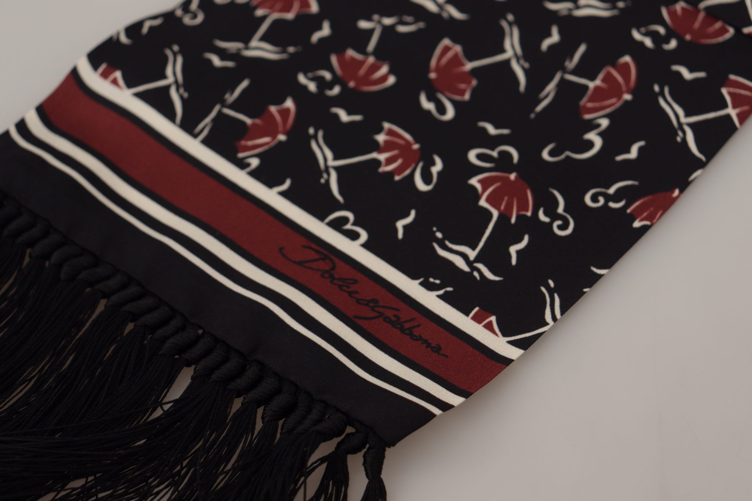 Dolce & Gabbana Elegant Silk Men's Scarf Wrap - Black and Red