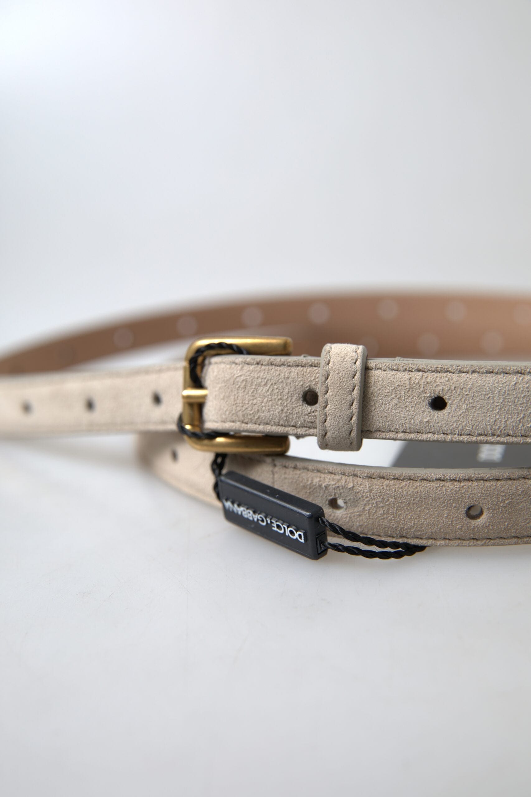 Dolce & Gabbana Elegant Beige Leather Belt with Metal Buckle