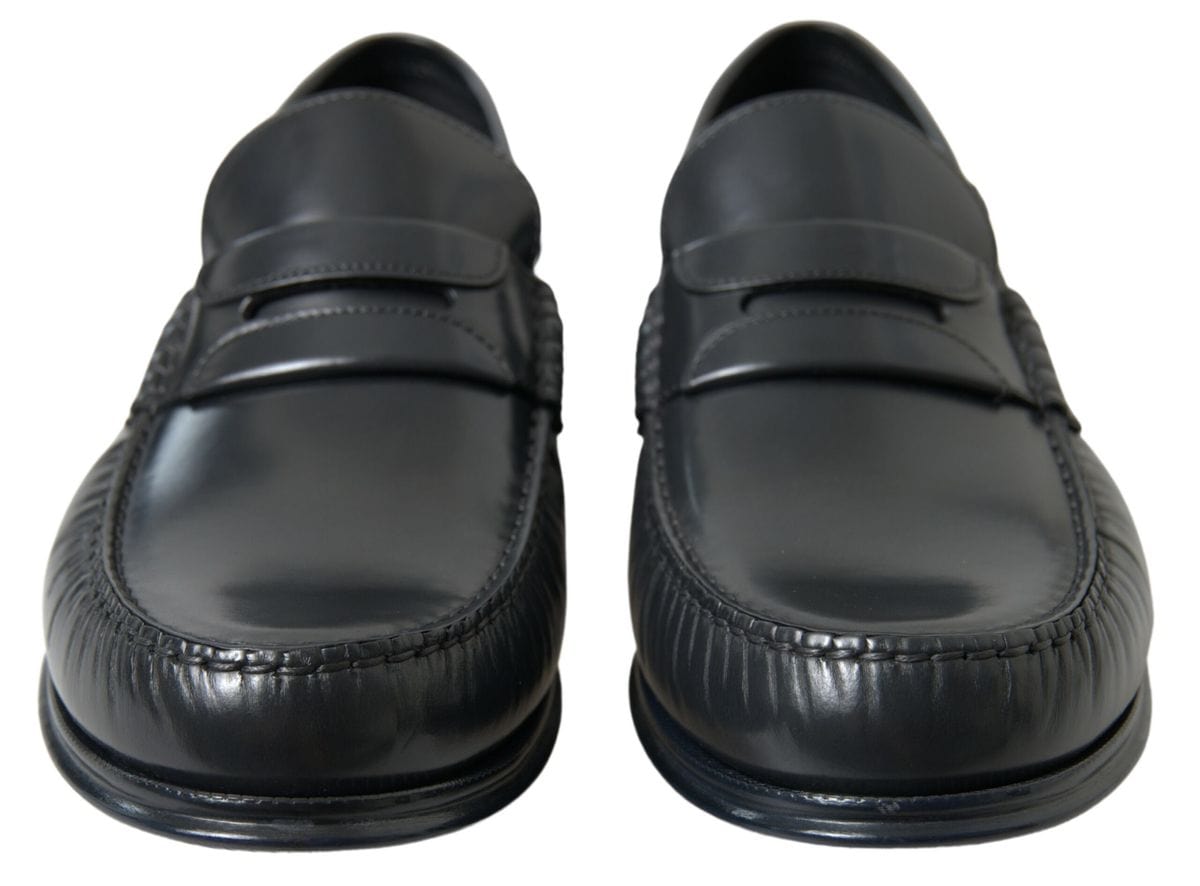 Dolce & Gabbana Elegant Black Leather Mens Loafers