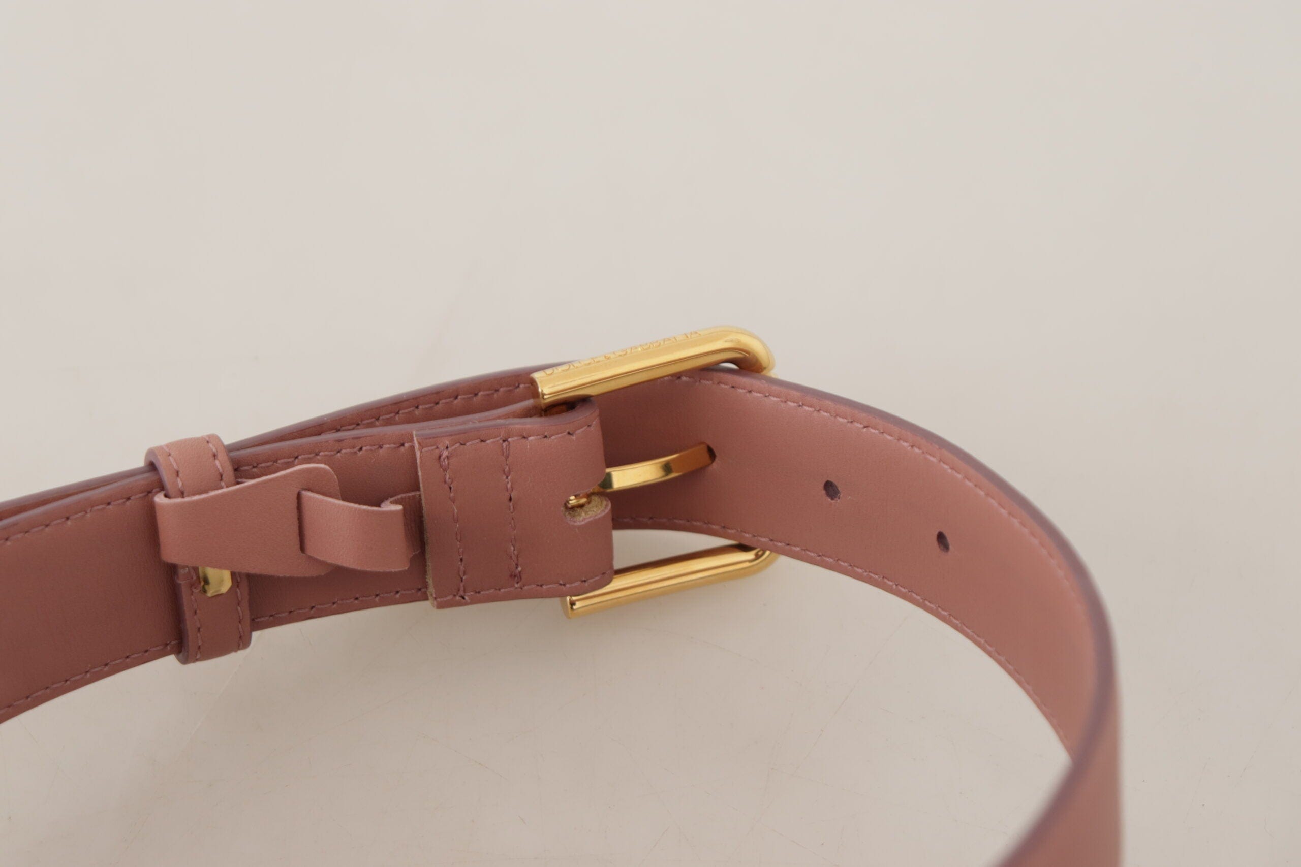 Dolce & Gabbana Elegant Pink Leather Belt with Engraved Buckle