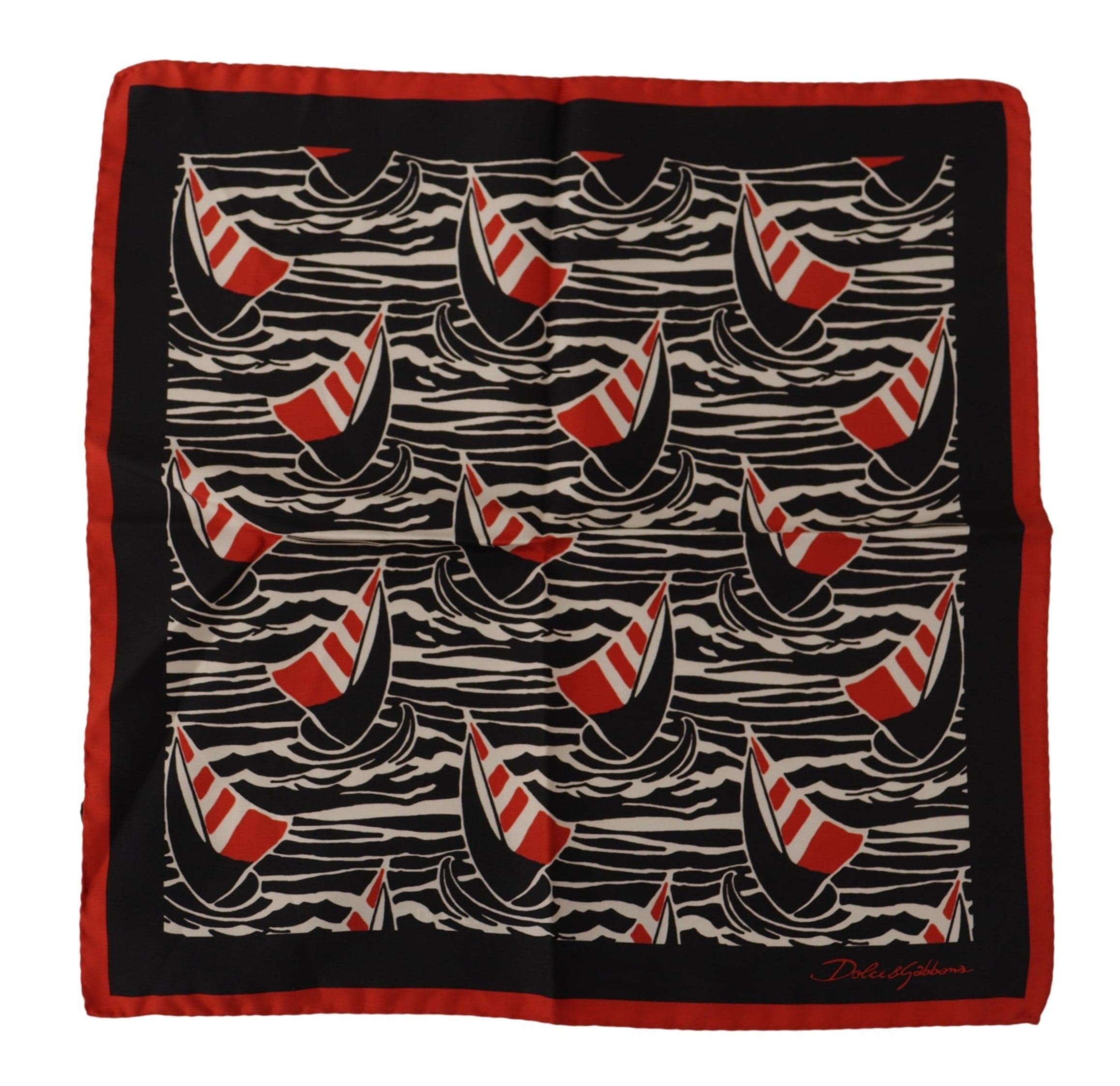 Dolce & Gabbana Elegant Silk Men's Scarf with Red Sailboat Print