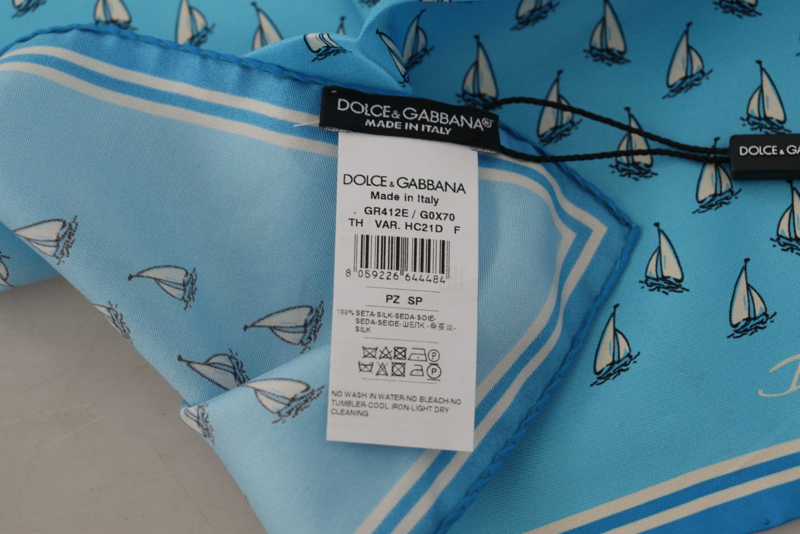 Dolce & Gabbana Elegant Light Blue Silk Men's Square Scarf