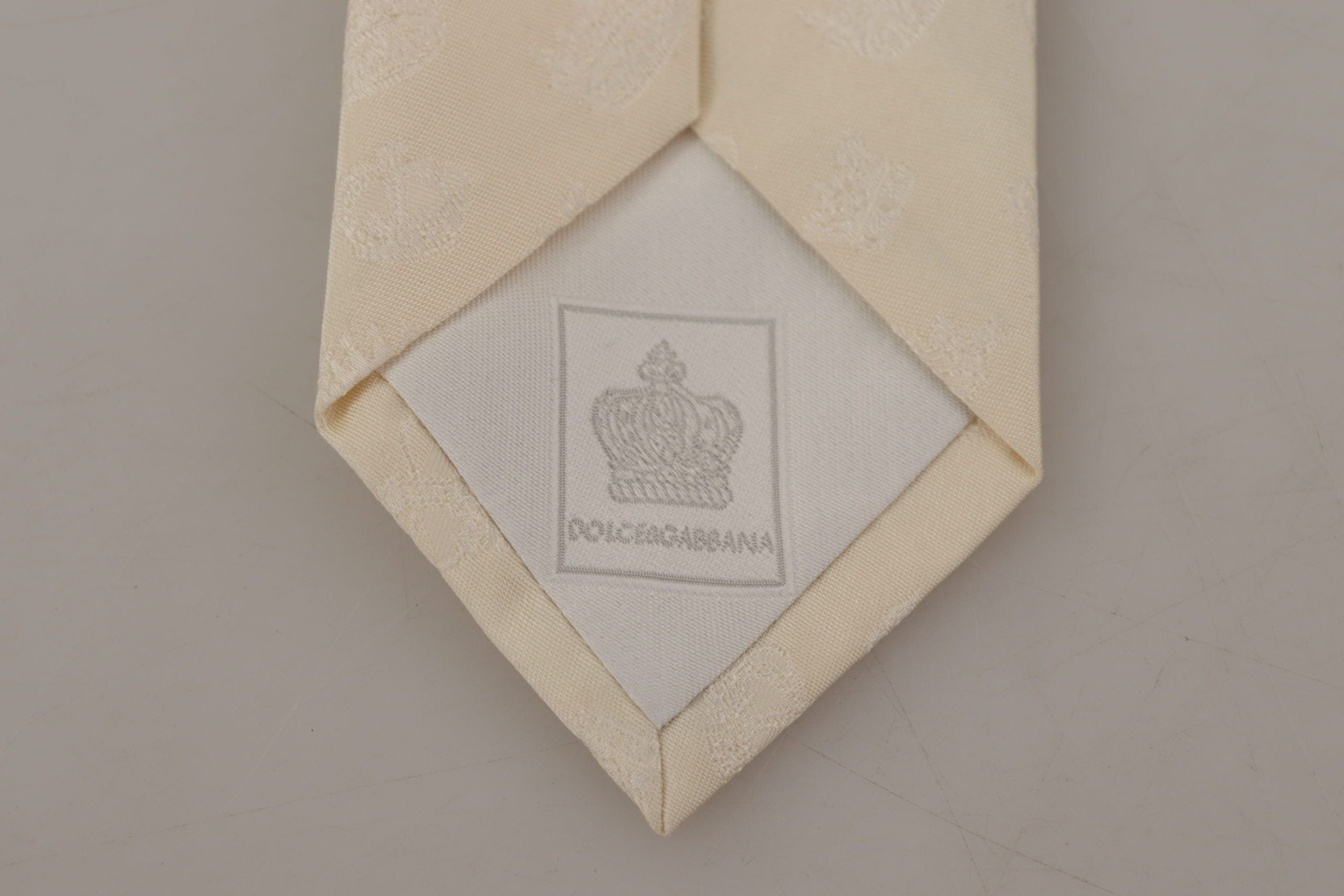 Dolce & Gabbana Elegant Off-White Silk Bow Tie