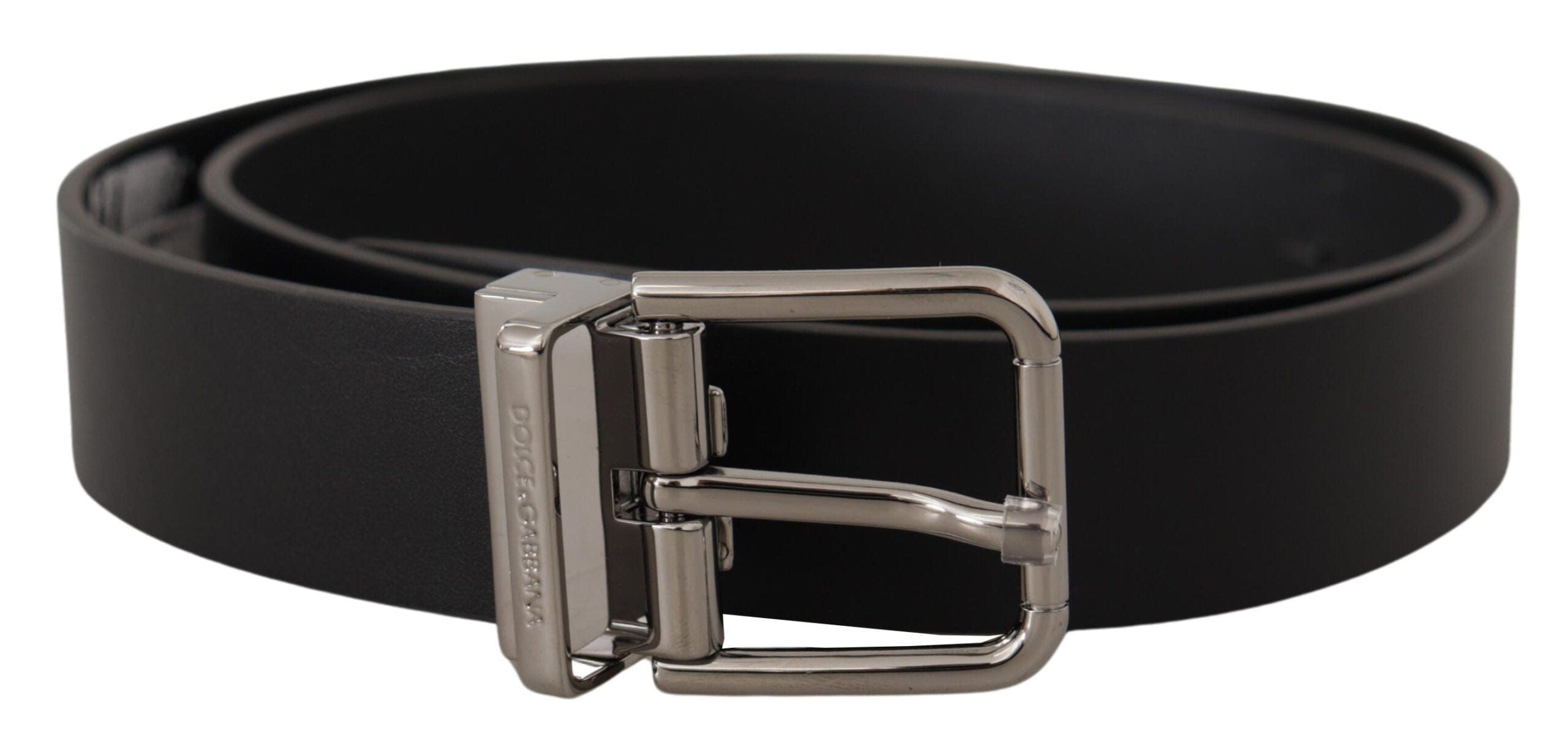 Dolce & Gabbana Elegant Black Leather Belt with Metal Buckle