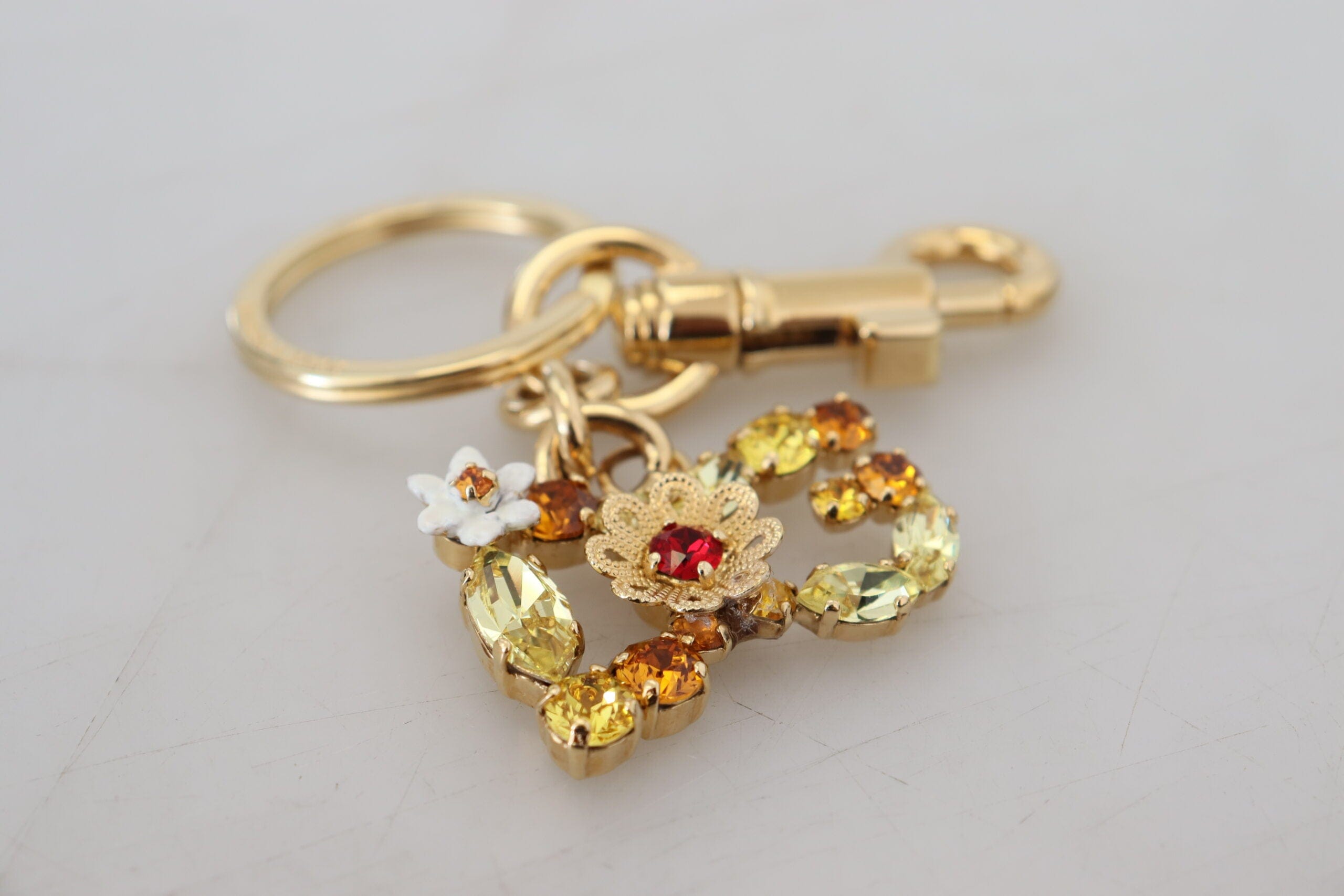 Dolce & Gabbana Elegant Gold-Toned Crystal Keychain