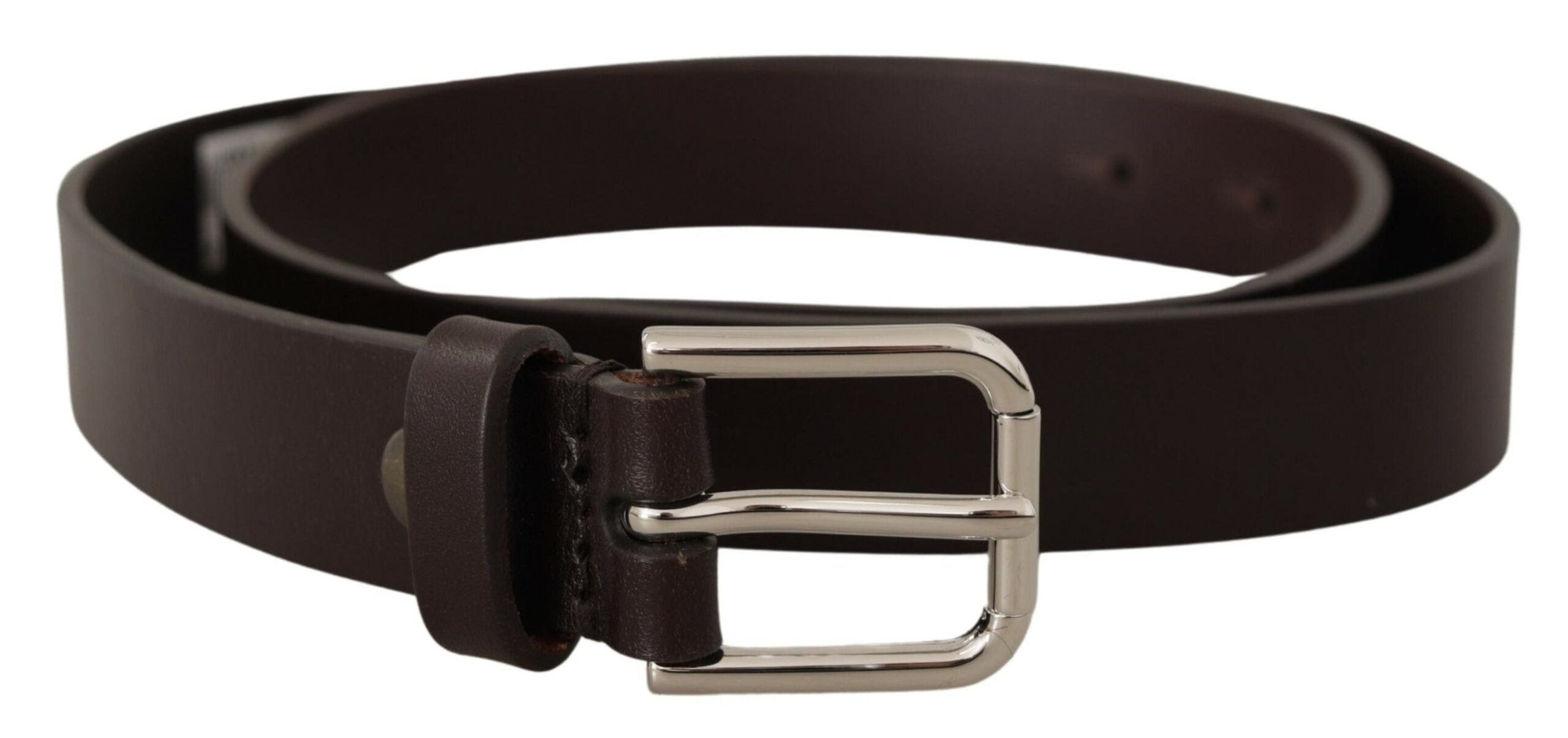 Dolce & Gabbana Elegant Leather Belt with Engraved Logo Buckle