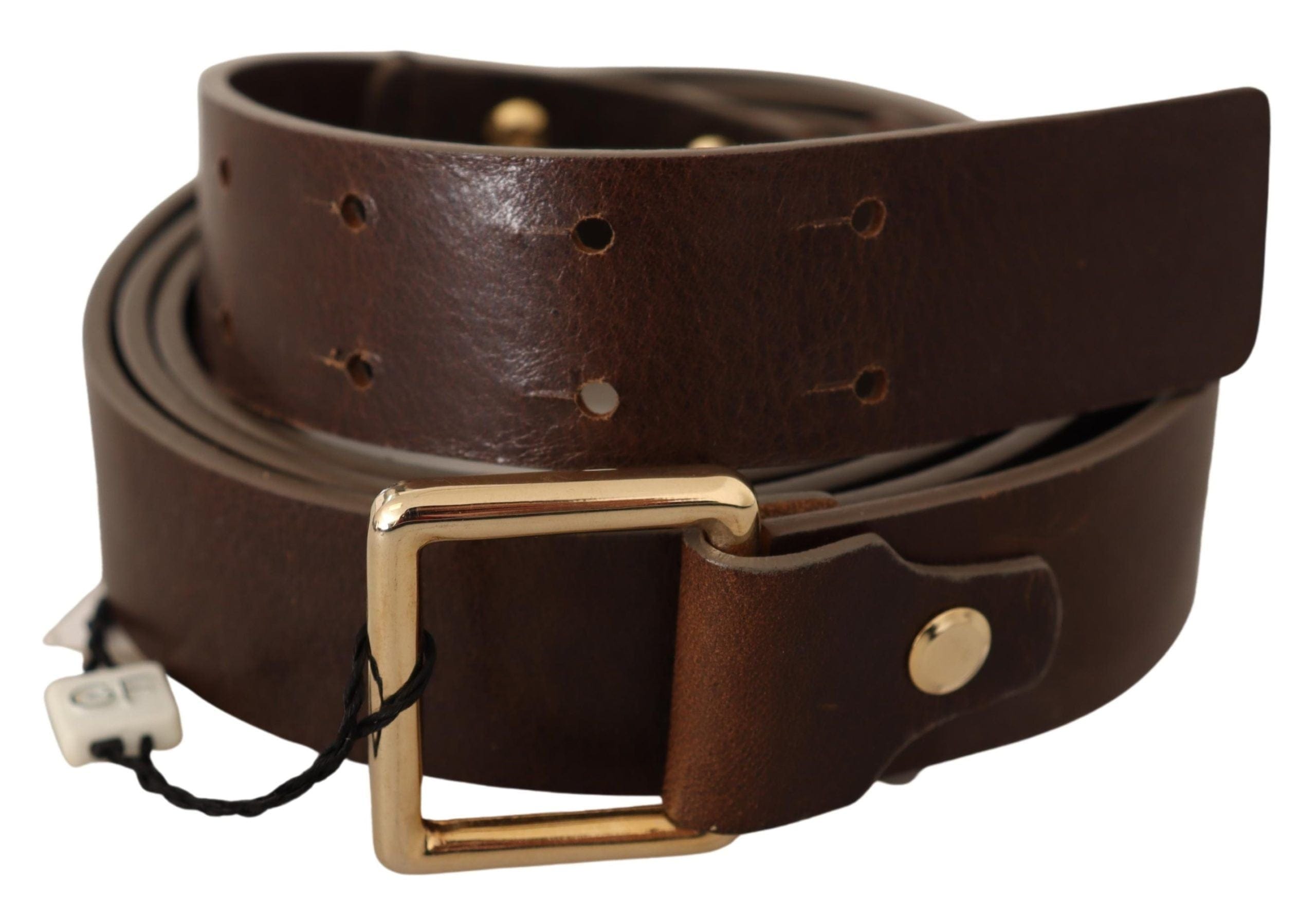 GF Ferre Elegant Leather Fashion Belt with Gold Buckle