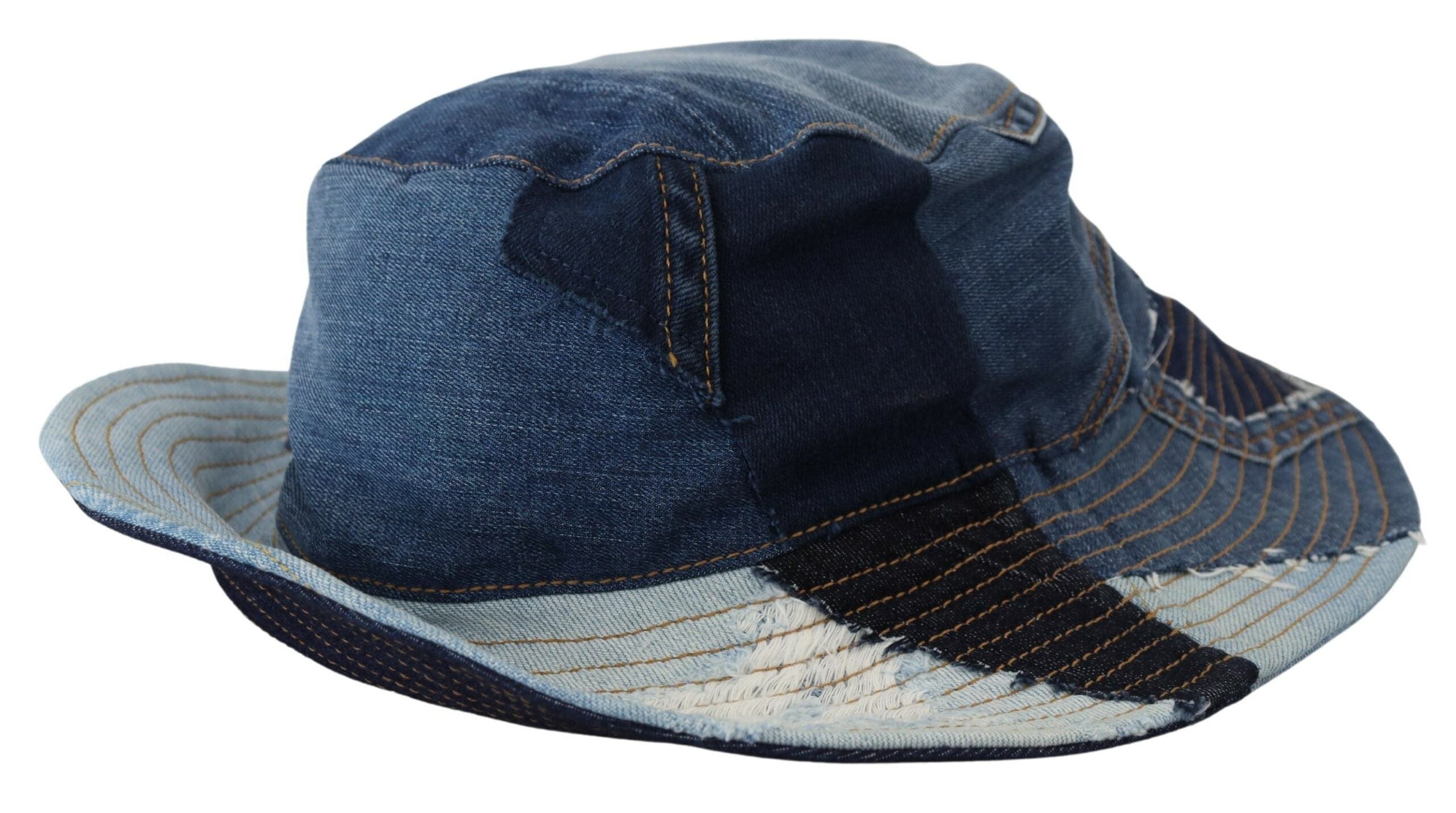 Dolce & Gabbana Elegant Patchwork Bucket Hat in Blue Cotton