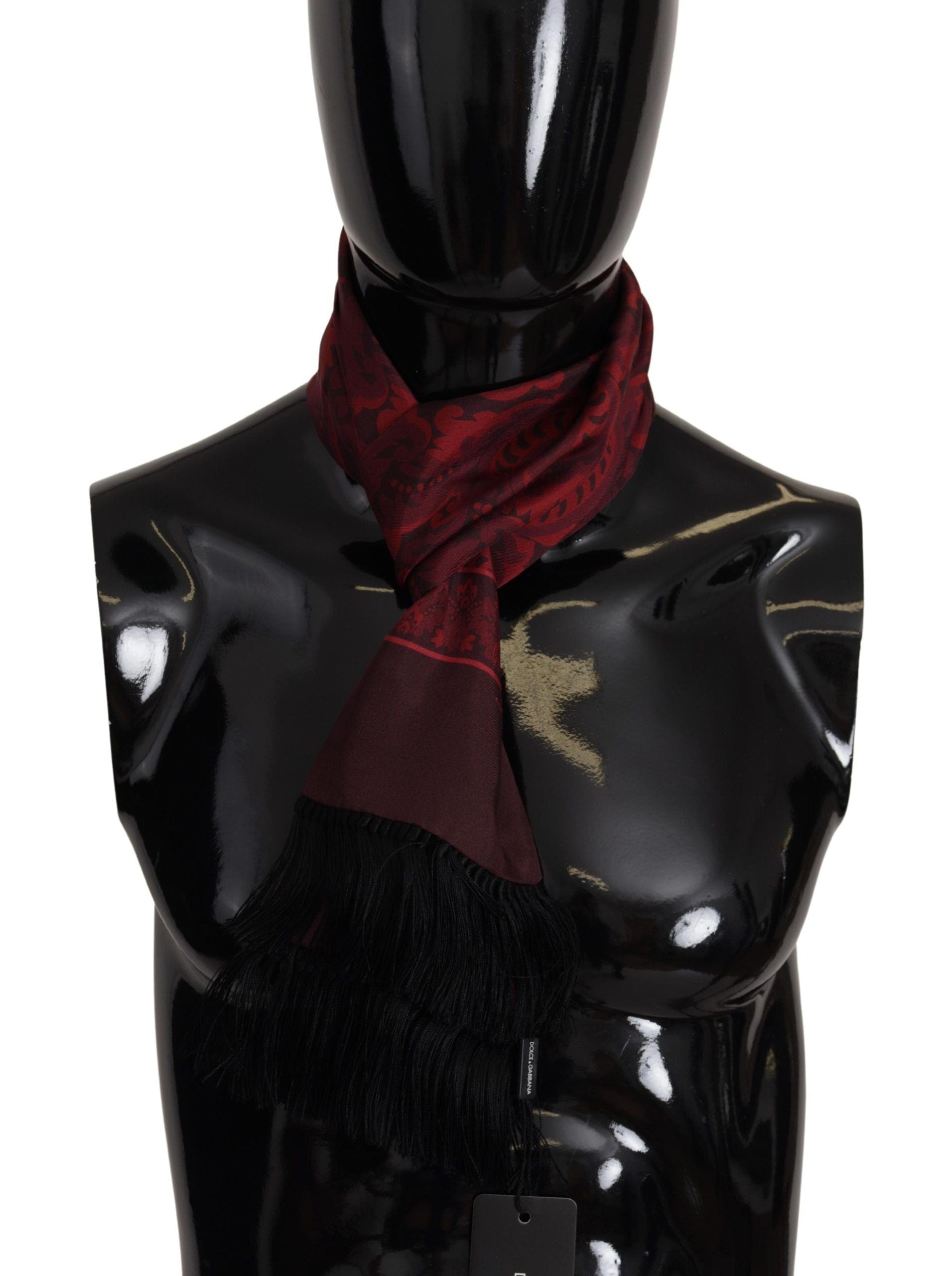 Dolce & Gabbana Elegant Maroon Silk Fringed Men's Scarf