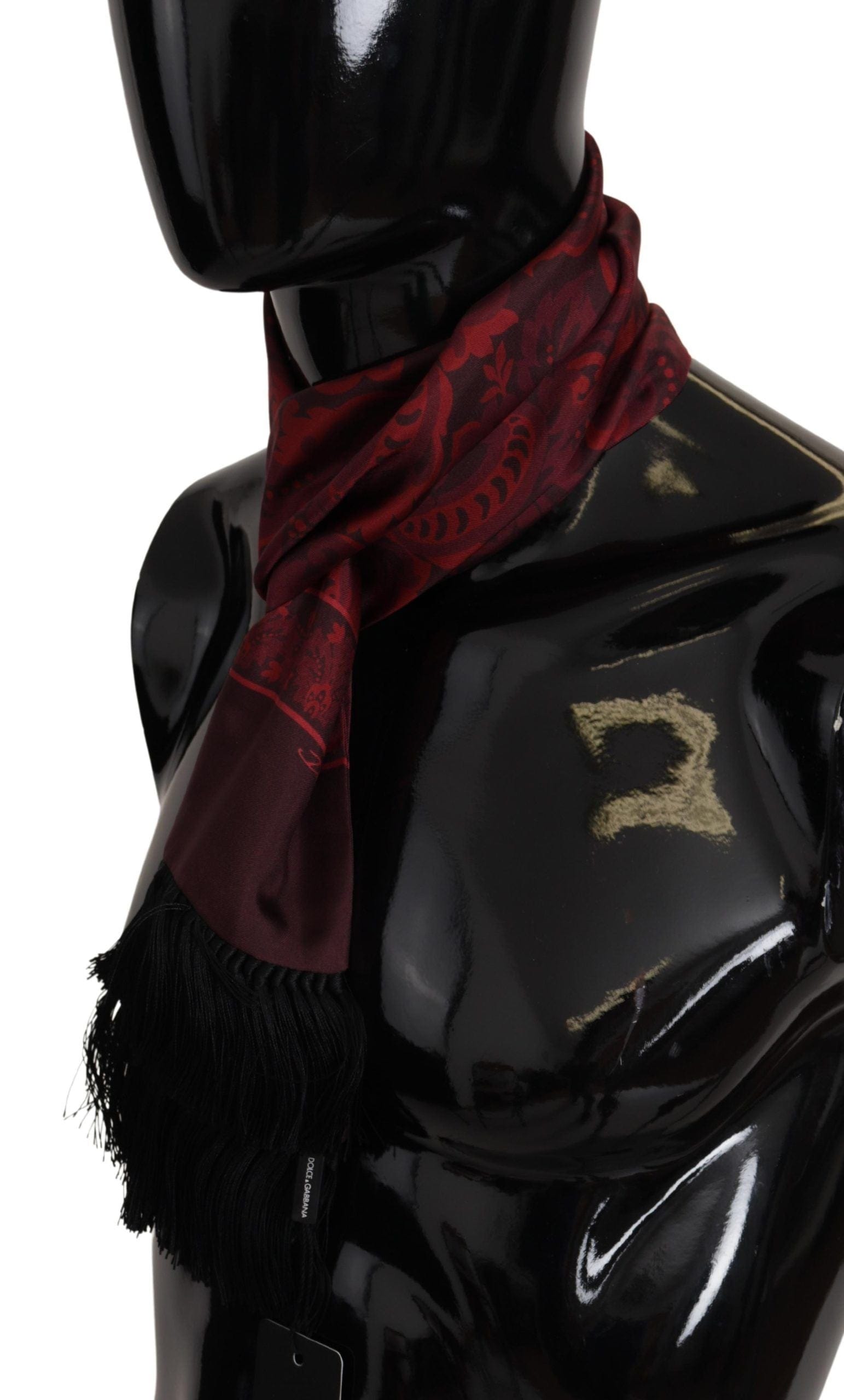 Dolce & Gabbana Elegant Maroon Silk Fringed Men's Scarf