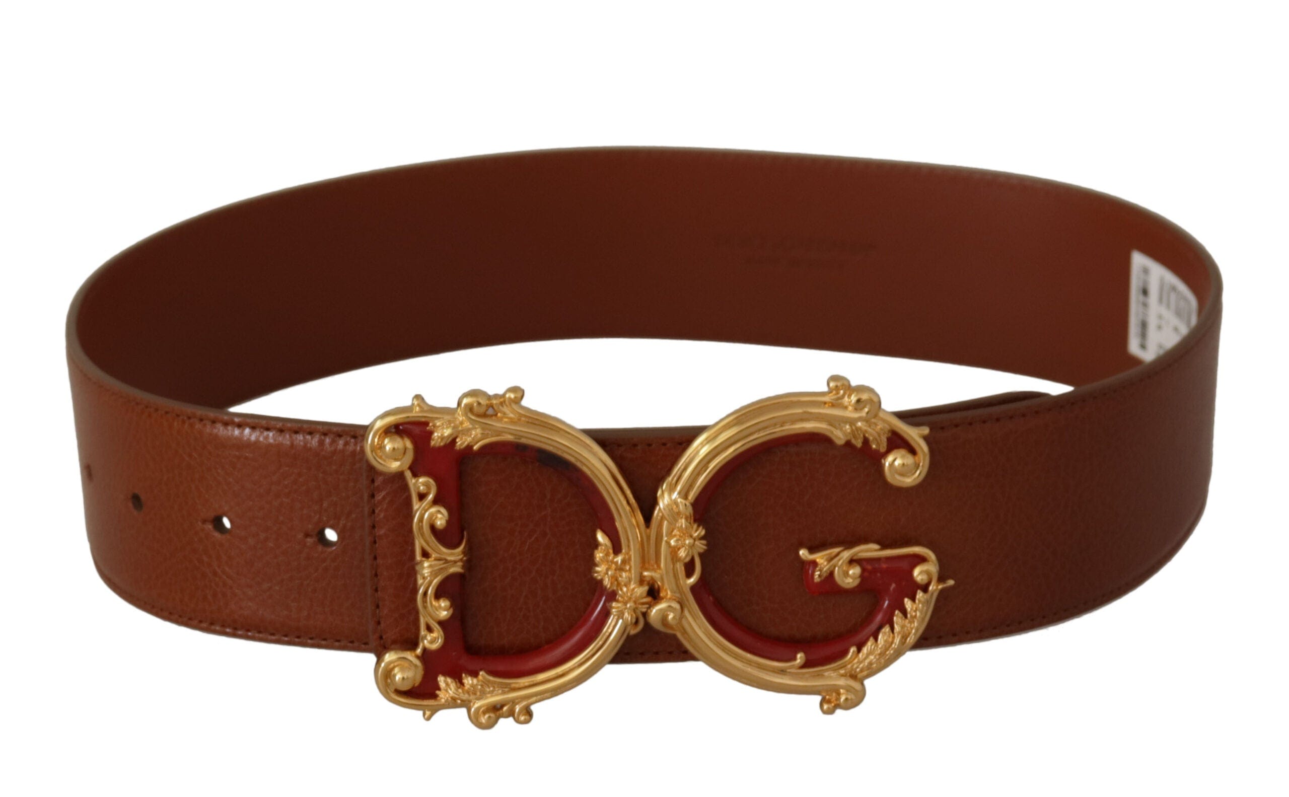 Dolce & Gabbana Engraved Logo Leather Belt in Classic Brown