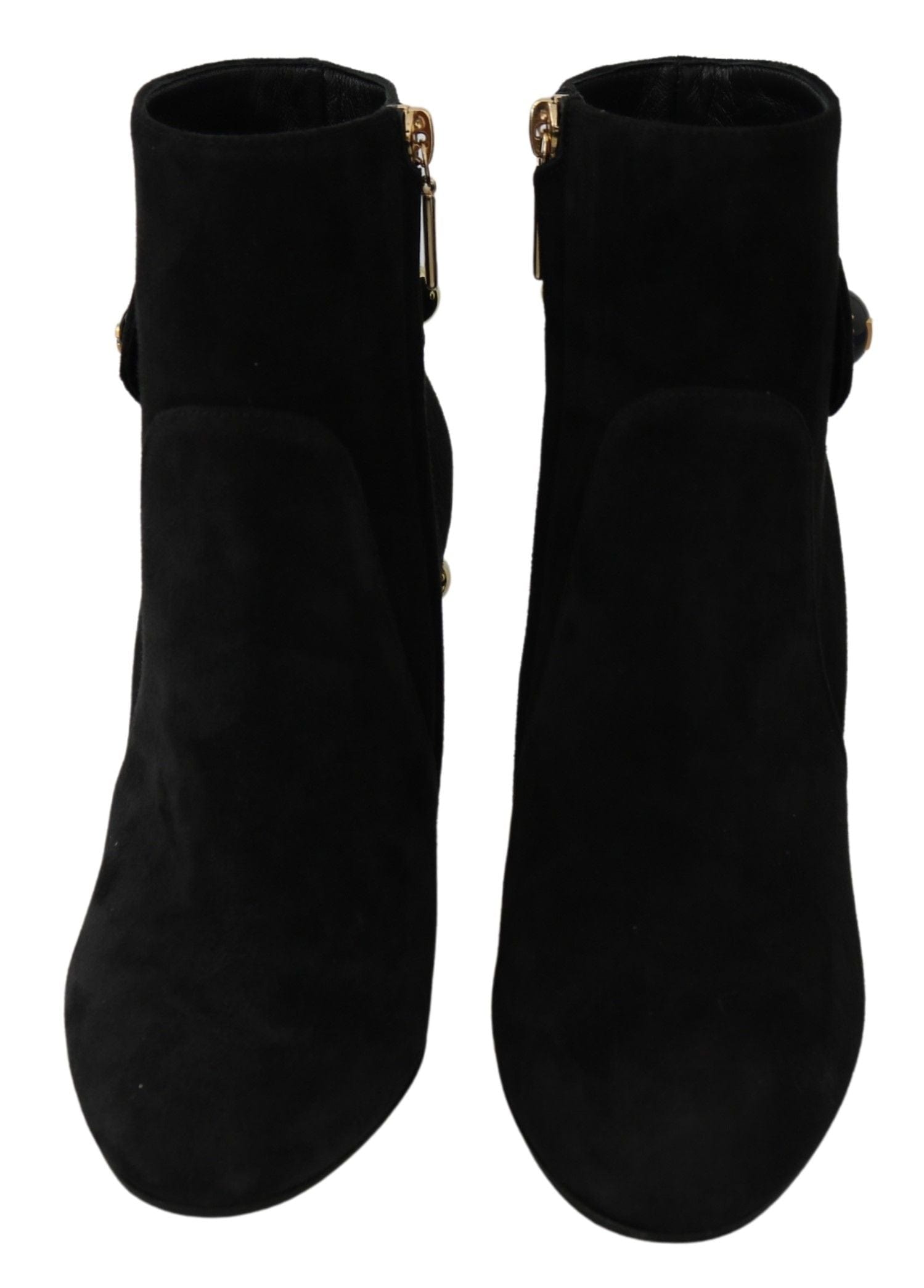 Dolce & Gabbana Elegant Black Suede Short Boots