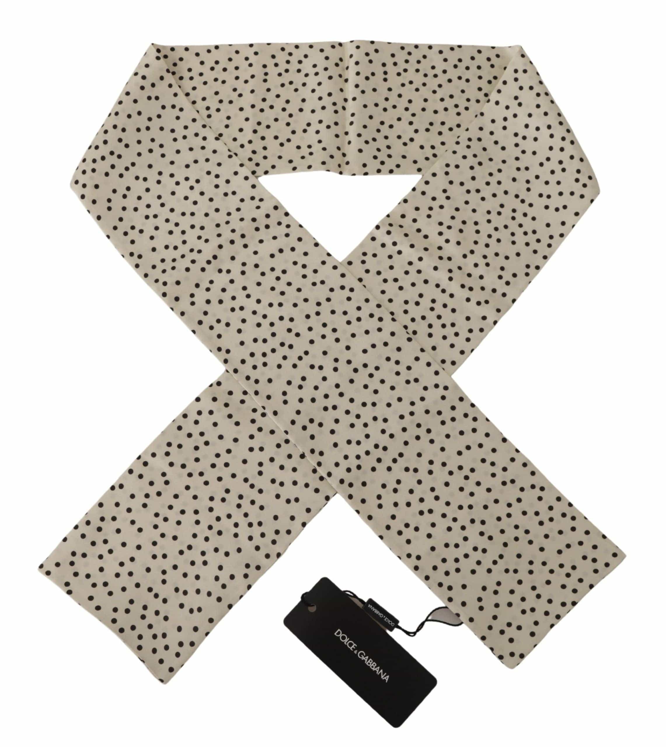 Dolce & Gabbana Elegant Cream Silk Scarf with Black Dots