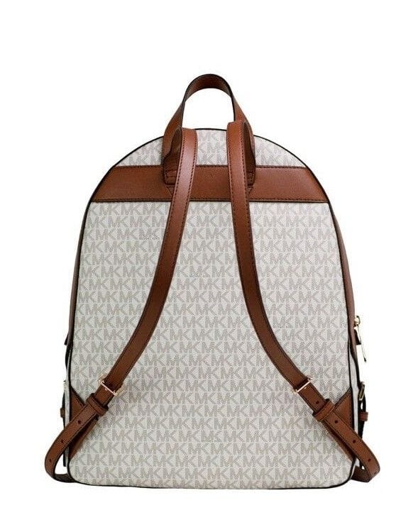 Michael Kors Jaycee Large Vanilla PVC Leather Zip Pocket Backpack Bag Bookbag