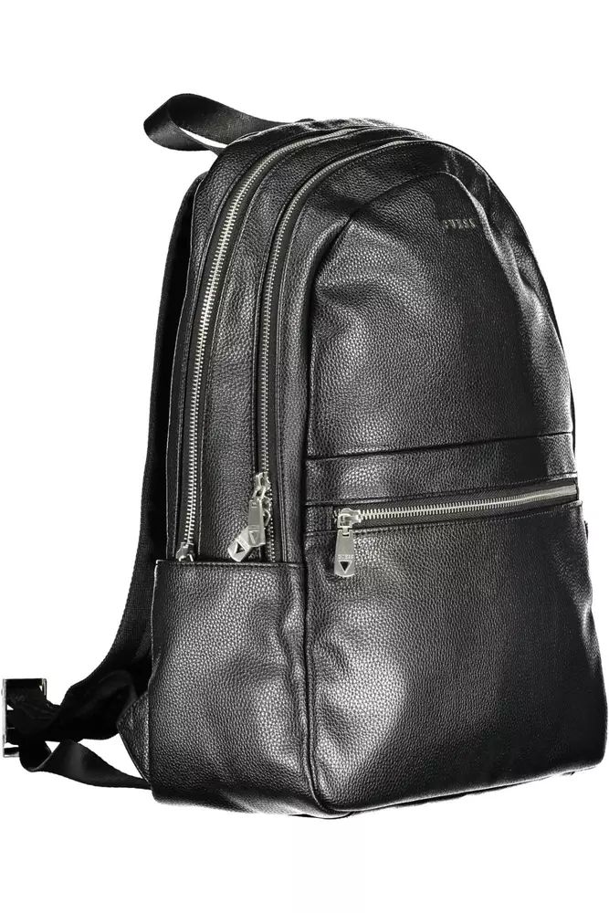 Guess Jeans Sleek Dual-Compartment Black Backpack