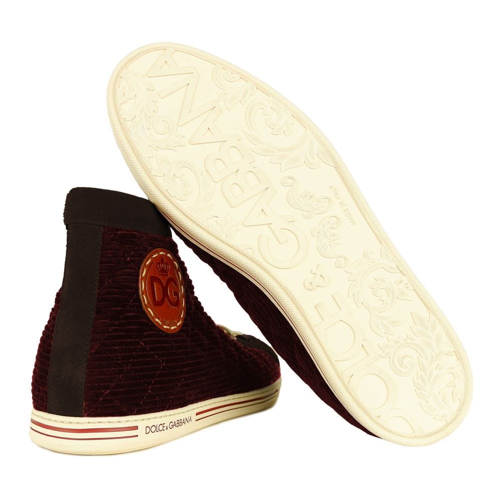 Dolce & Gabbana Elevated Velvet Red High Sneakers for Men