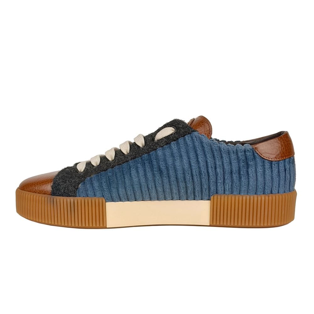 Dolce & Gabbana Elegant Corduroy Low-Top Sneakers in Navy Blue