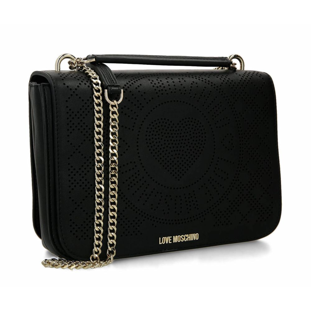 Love Moschino Elegant Faux Leather Crossbody Bag - Chic Silver Accents