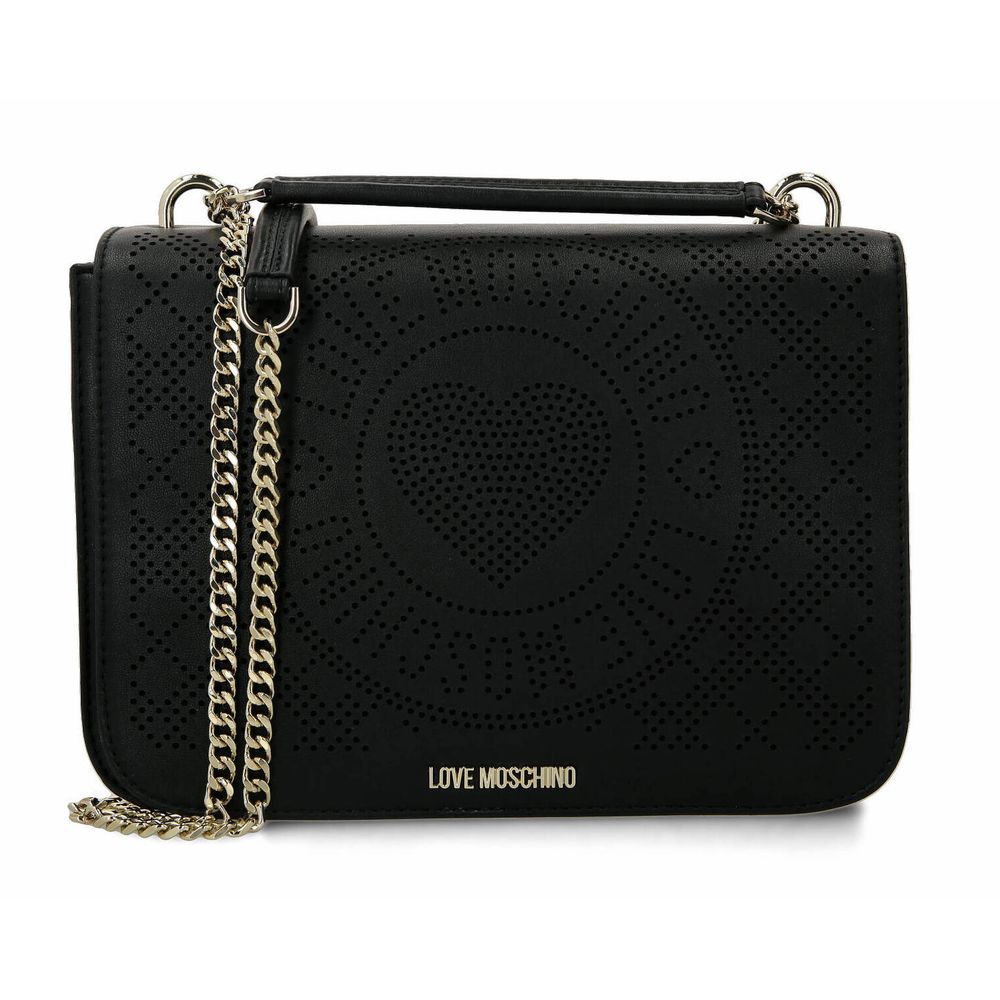 Love Moschino Elegant Faux Leather Crossbody Bag - Chic Silver Accents