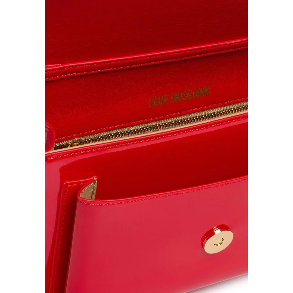 Love Moschino Chic Crimson Crossbody - Varnished Elegance