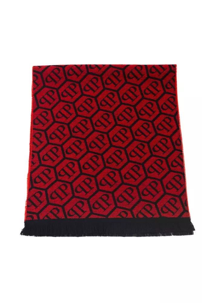 Philipp Plein Elegant Fringed Monogram Scarf