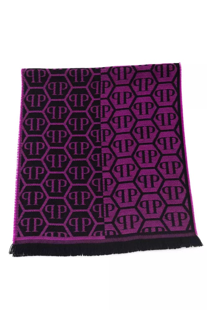 Philipp Plein Elegant Monogram Fringed Scarf