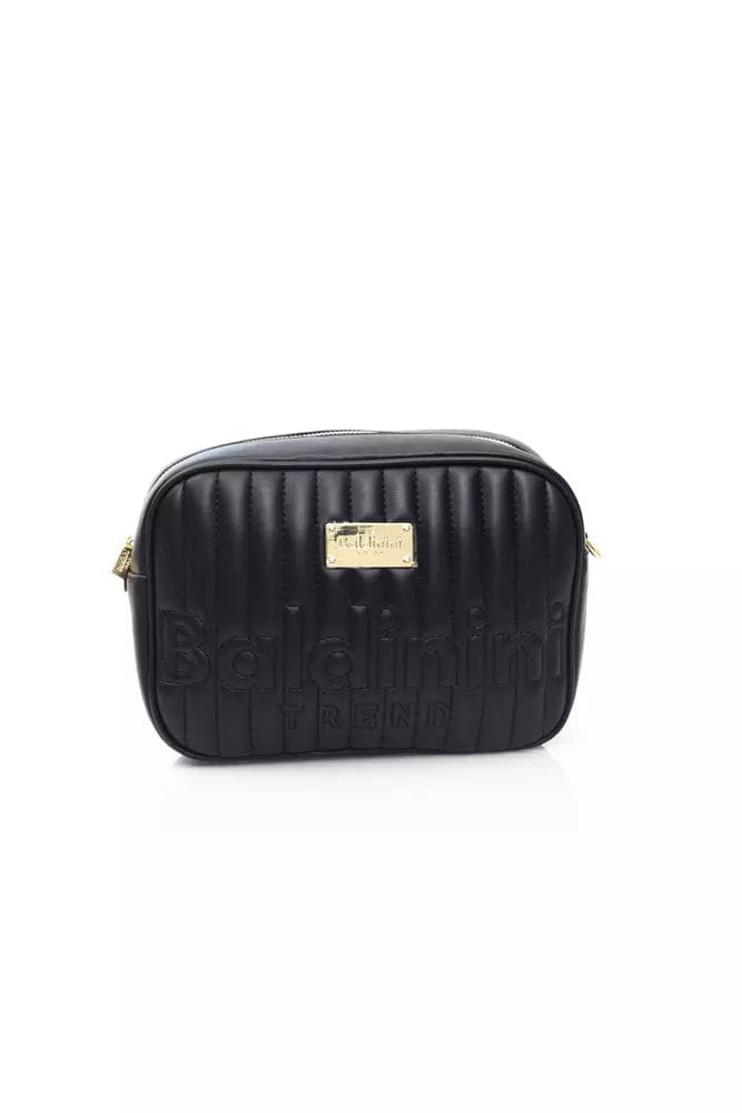Baldinini Trend Elegant Black Zip Shoulder Bag with Golden Accents