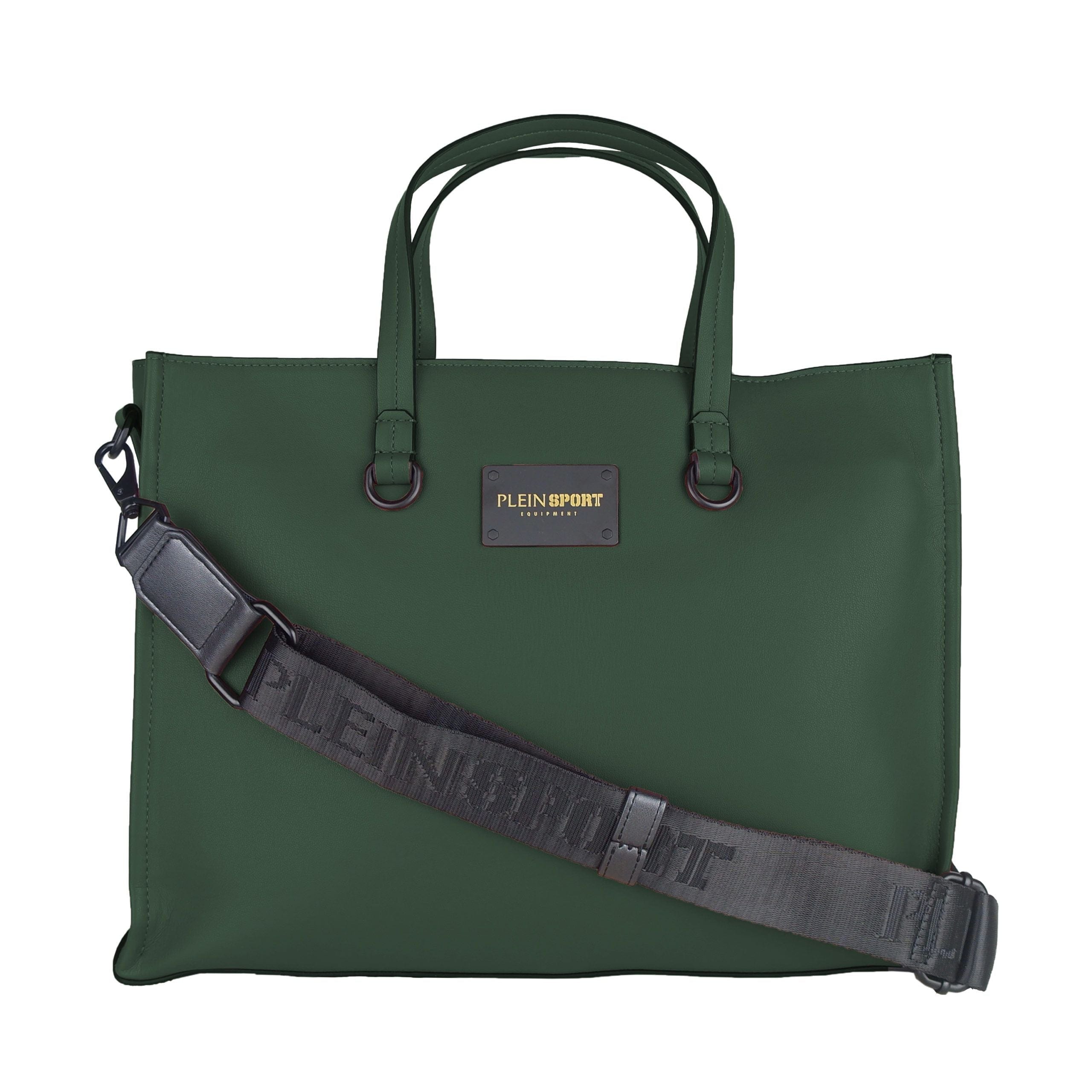 Plein Sport Chic Dark Green Eco-Leather Shopper Bag