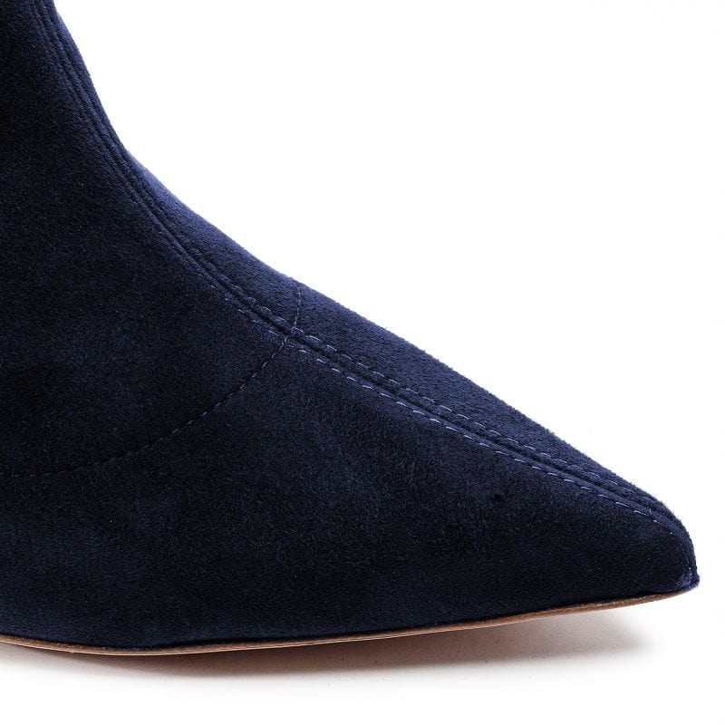 Elisabetta Franchi Elegant Suede Pointed Boots with Rhinestone Heel