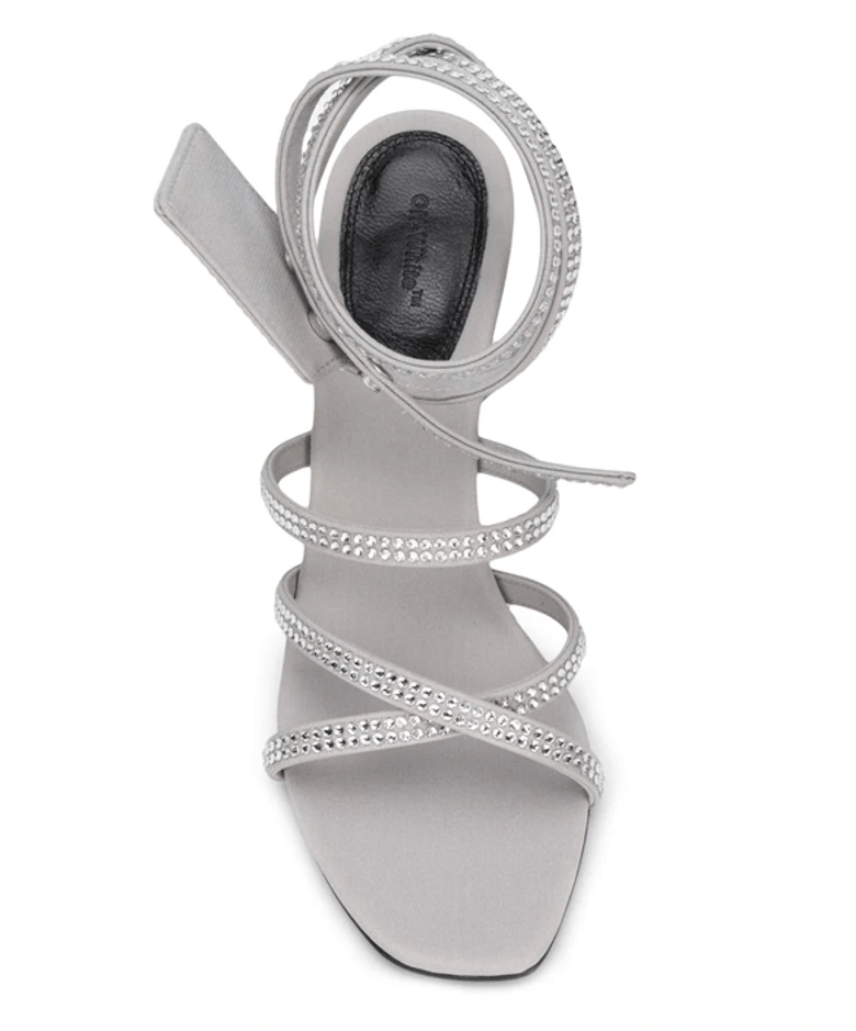 Off-White Dazzling Gray Diamond Buckle Leather Sandals