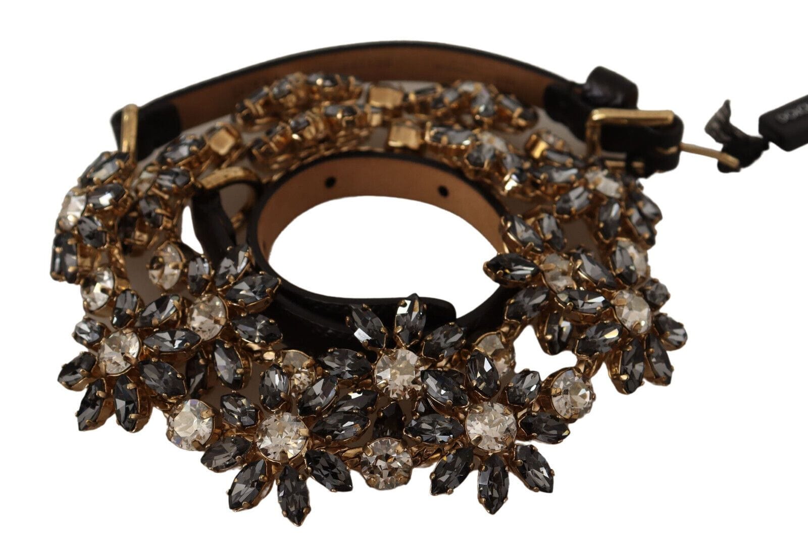 Dolce & Gabbana Elegant Crystal Daisy Chain Leather Belt