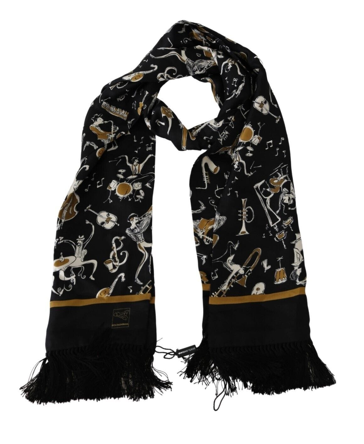 Dolce & Gabbana Elegant Instrument Print Silk Scarf