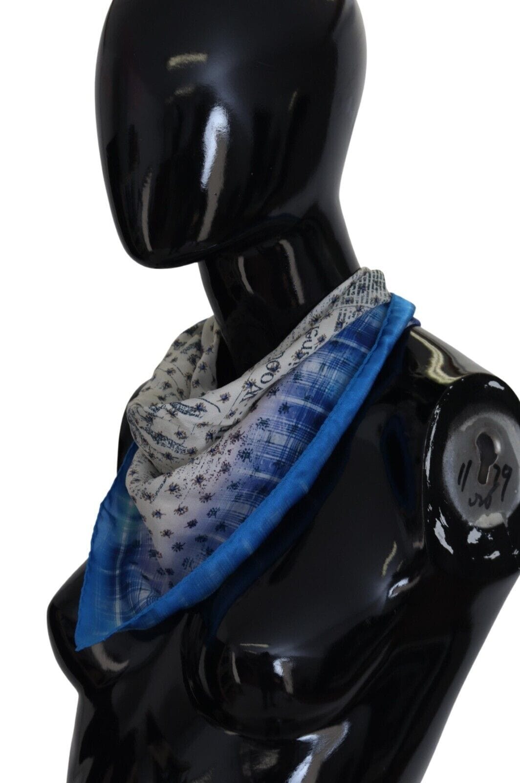 John Galliano Elegant Blue Silk Men's Bandana Head Wrap