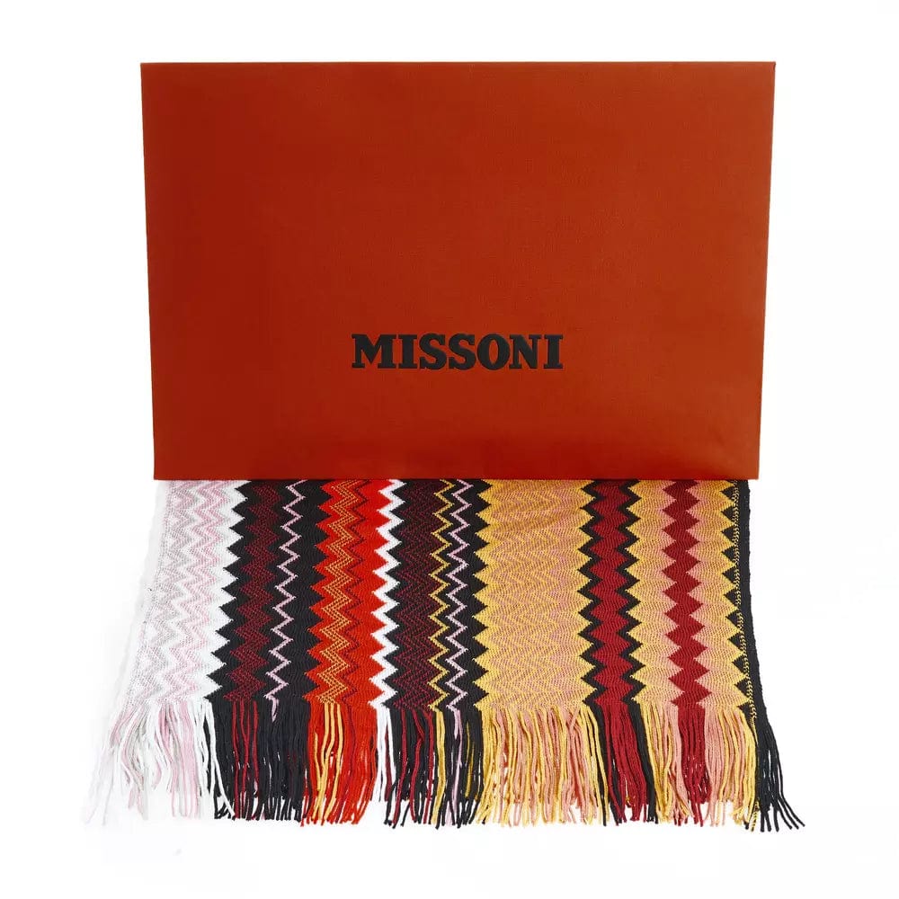 Missoni Geometric Pattern Fringe Scarf in Vibrant Hues