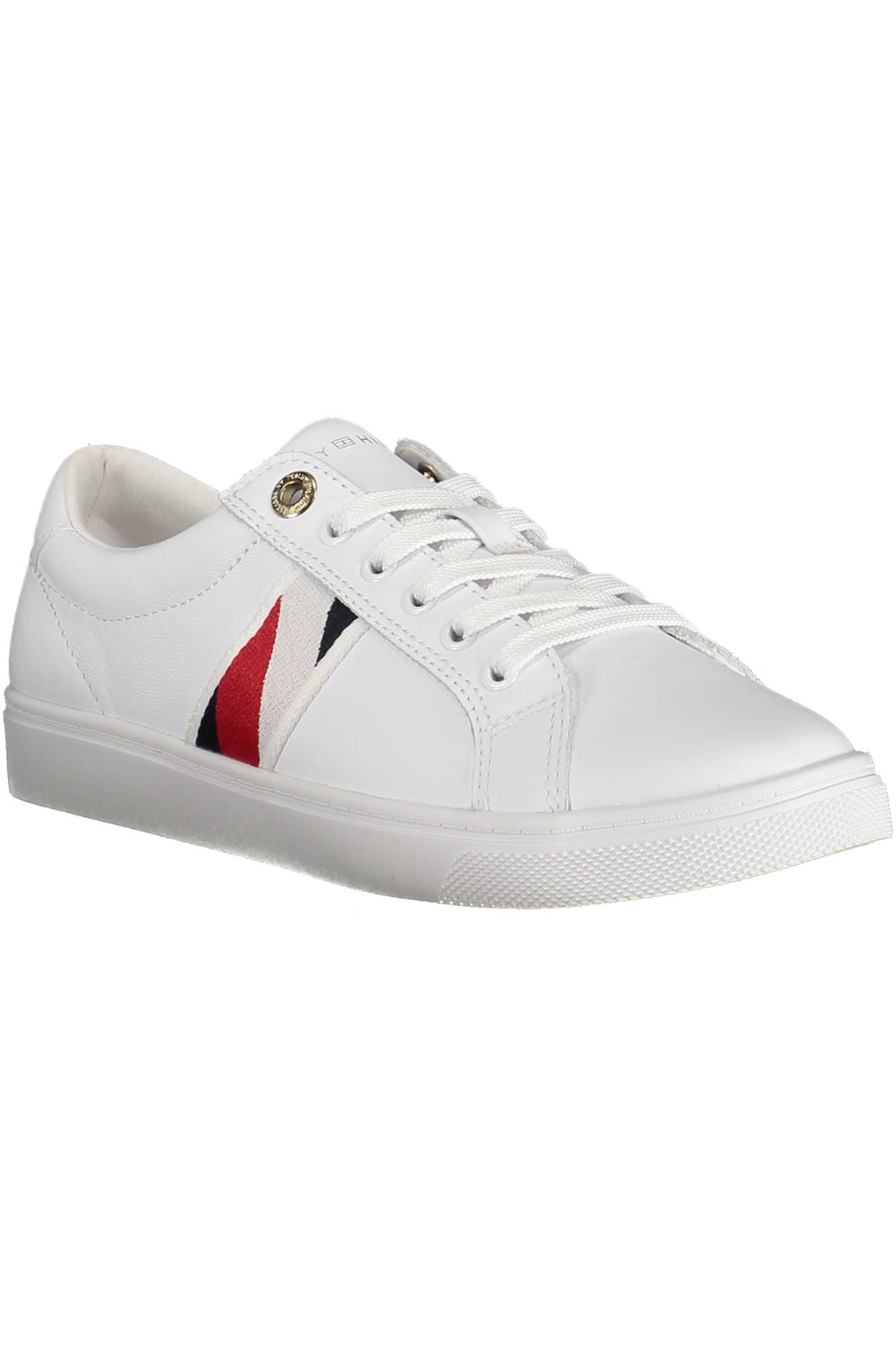 Tommy Hilfiger Chic White Lace-Up Sneakers with Logo Detail